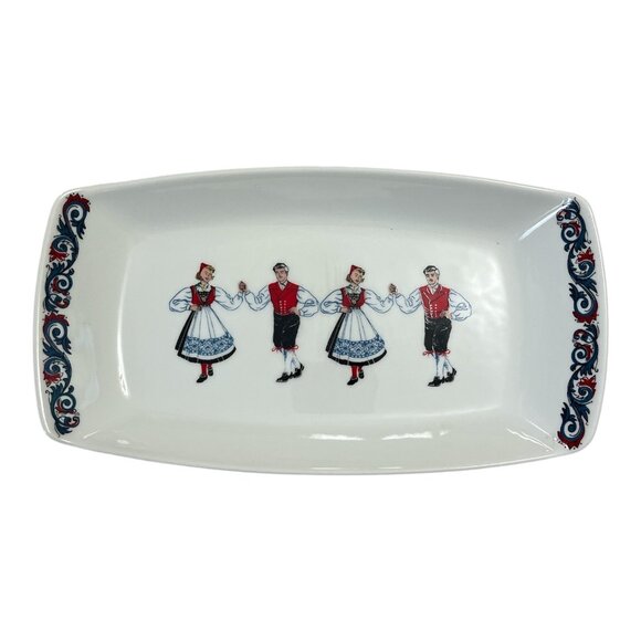 Vintage Figgjo Norway Ceramic Plate — Folk Dance Design 1960s-70s - Picture 1 of 4